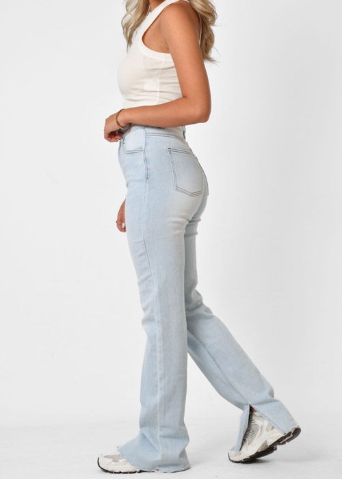 Split jeans stretch light blue
