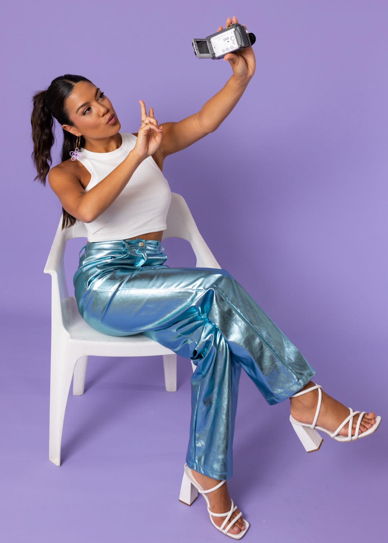 Anke metallic trousers turquoise