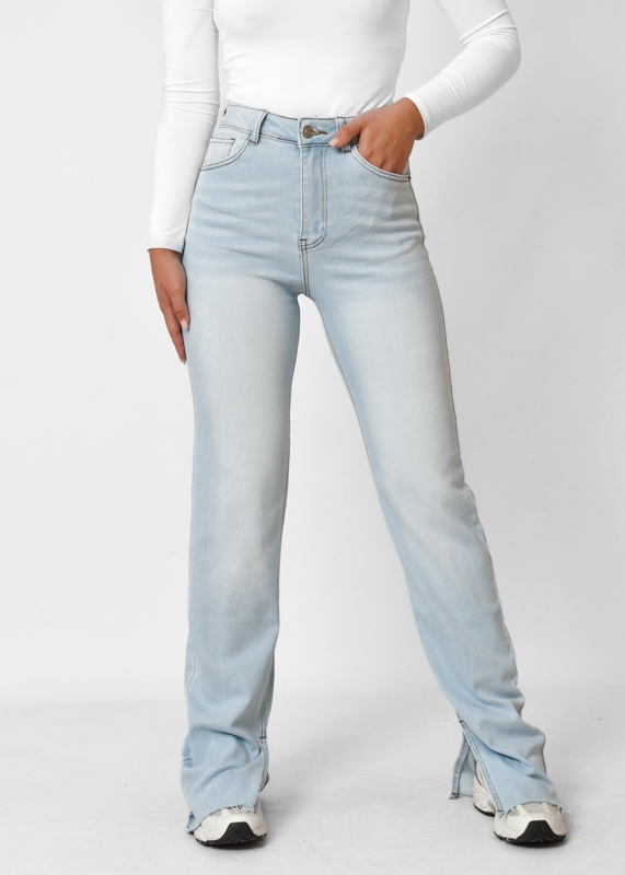 Split jeans stretch light blue