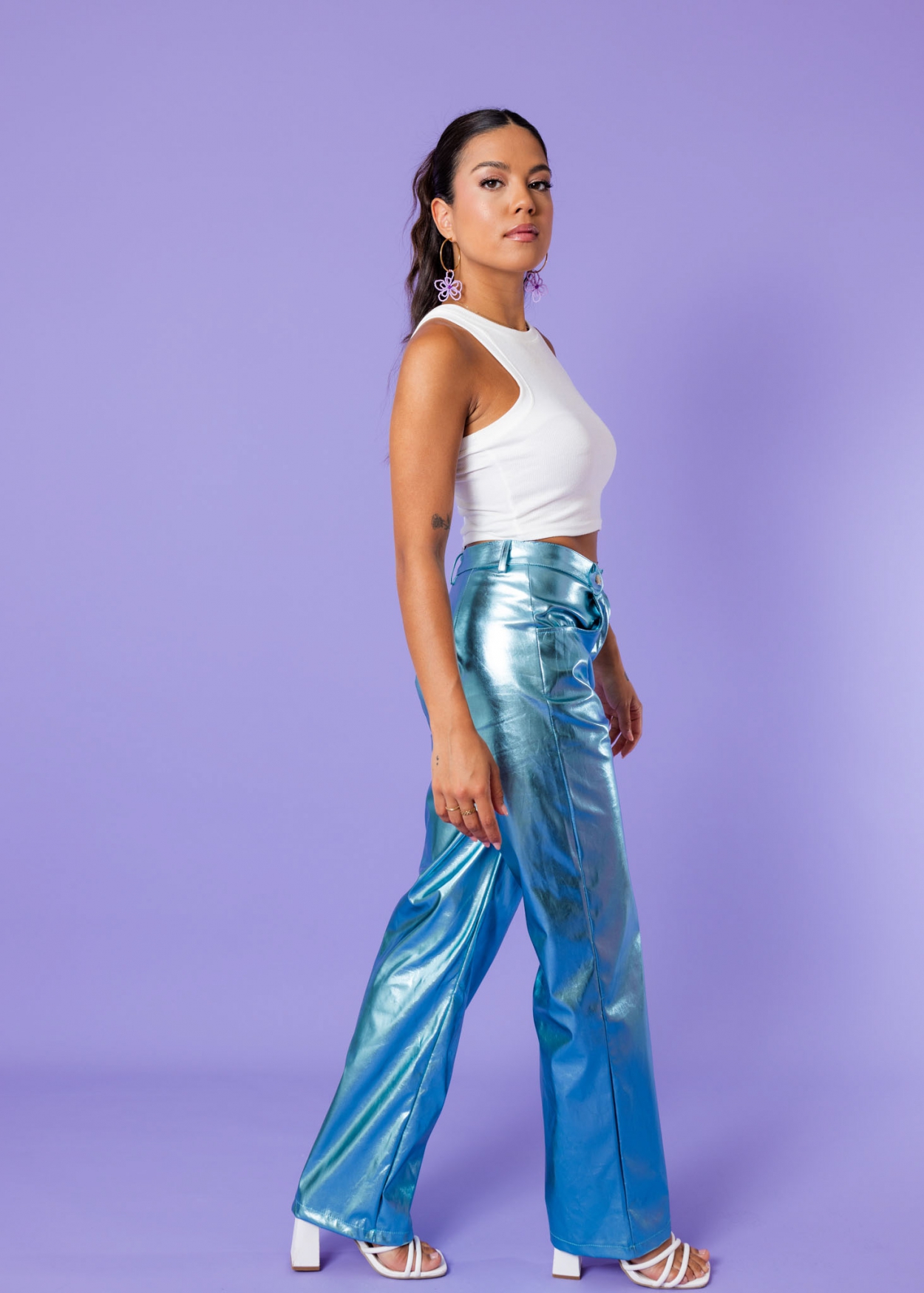 Anke metallic trousers turquoise